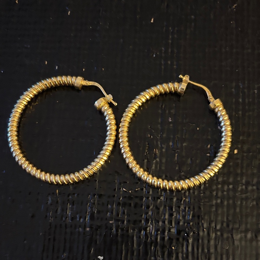 Elegant Spiral Gold Hoop Earrings